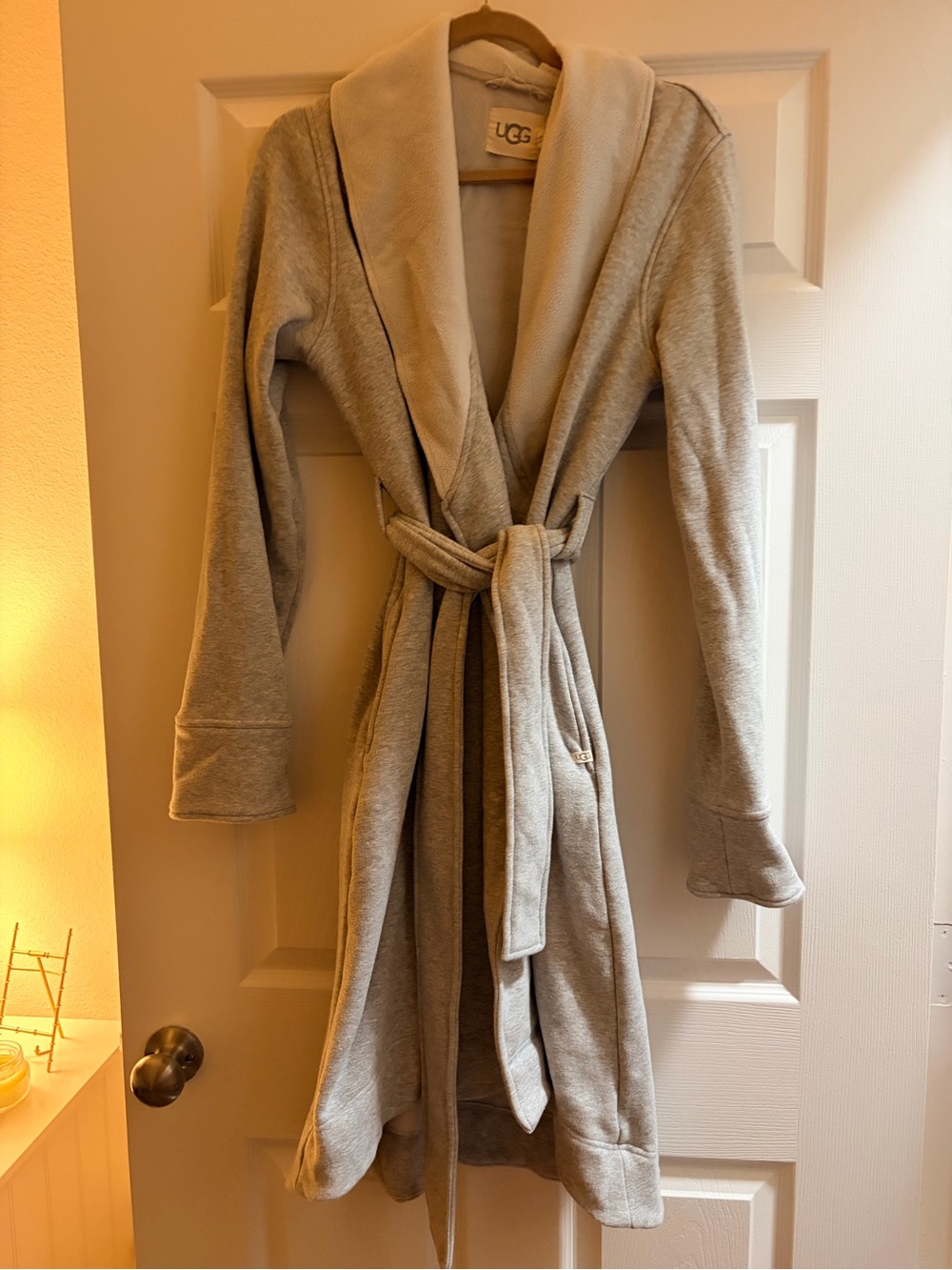 UGG Cream Plush Hooded Bathrobe with Belt